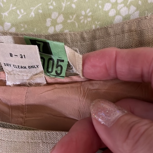 Liz Claiborne 100% Linen Natural Color Button Down Skirt 2 side pockets Size 4 - Picture 5 of 12